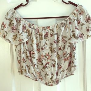 Floral Boho Short Sleeve Crop Top
